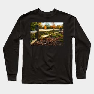 Rustic Wooden Fence in Autumn Long Sleeve T-Shirt